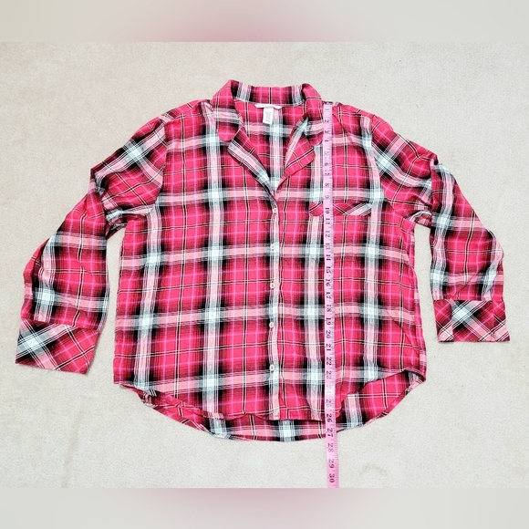 Victorias Secret Sleep Dreamer Shimmer Flannel long sleeve plaid Pajamas size XL - Picture 8 of 11